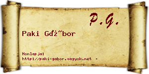 Paki Gábor névjegykártya